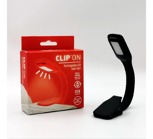 Luz De Libro Led Negra Recargable 0