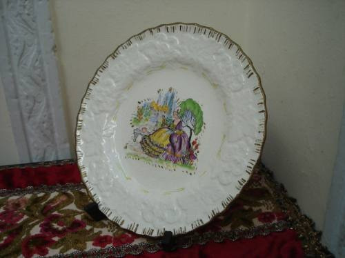 Plato Ingles Antiguo Terminaciones Pintadas A Mano Miralo 0