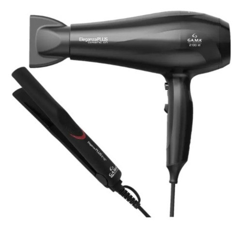 Kit Prancha E Secador De Cabelo Eleganza Plus 110v Preto 0