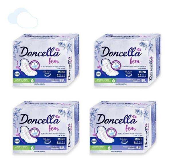 Pack X4 Doncella Fem Incontinencia Mini X8 Unid 0