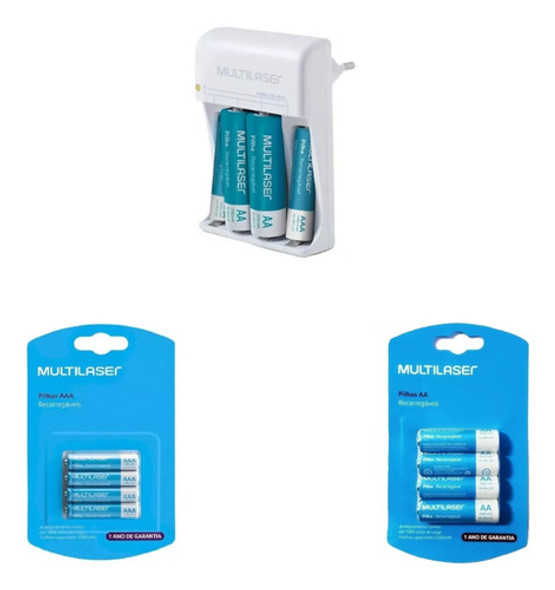 Kit Carregador De Pilhas Cb045 + 6 Pilhas Aa + 6 Pilhas Aaa 0