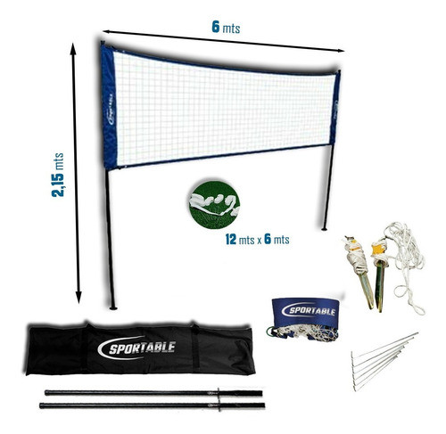 Red Voley De 6 Mts Con Parantes De Hierro + Cintas 12x6 Mts 1