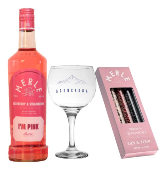 Gin Merle Pink Arándanos Y Frutilla 750ml + Botánicos + Copa 0