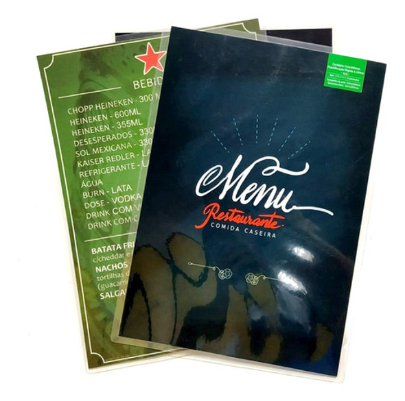 5 Cardápio Plastificado - Personalizado  A3 29,7x42cm 4x4 0