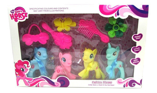 Set 4 My Happy Horse Ponys / Unicornios Incluye 5 Accesorios 0