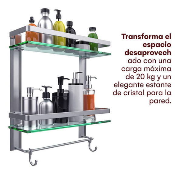Estante De Vidrio Templado Baño, Estante De 2 Niveles ... 1