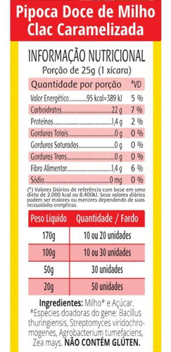 Kit C/ 8 Pacote Pacote Pipoca Doce Caramelizada 100g - Clac 1