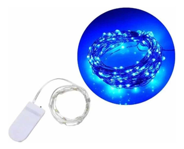 Guirnalda Tira Microled Alambre Azul X3 Metros Pila Reloj 0
