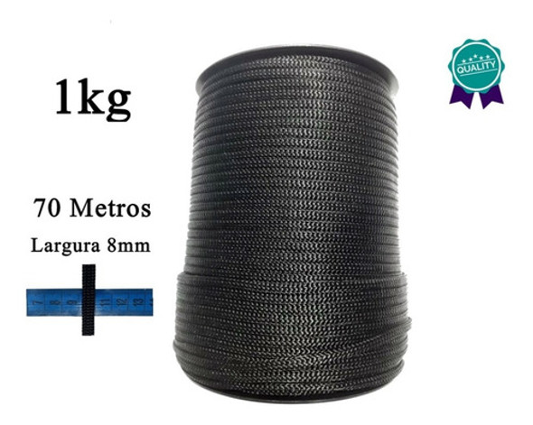 Cordão Artesanato Fio 8mm 70 Metros Preto Lembrancinhas Ima 0