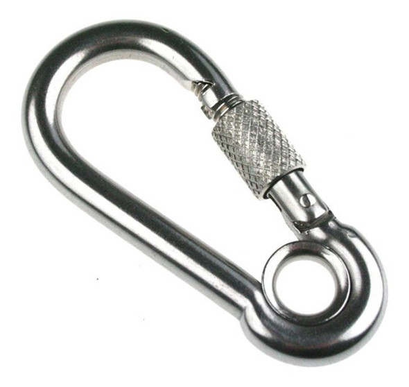 Mosquetão Inox Com Trava 4mm X 40mm Com Olhal 0