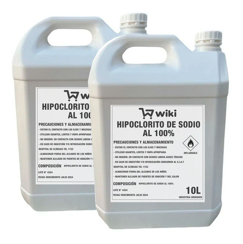 Hipoclorito De Sodio Puro 20lts Para Piscinas 0