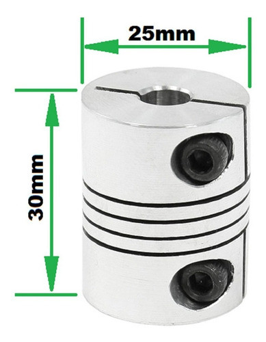 2 Acoplamento Flexivel 25mm X 30mm Furos 6mm X 10mm Cnc 1