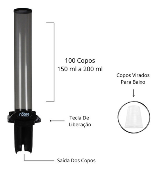 Dispenser Poupa Copo Descartável Auto Preto 150 A 200 Full 1