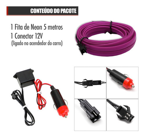 Fita Led Painel New Beetle 2007 Luz Interna 5m Roxo 1