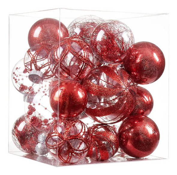 Adornos Navidad Inastillables Set 24pzas Rojo Transparente 0 Adornos Navidad Inastillables Set 24pzas Rojo Transparente 0