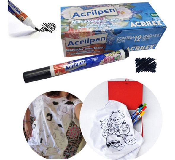 Caneta Para Tecido Super Fixação Acrilpen Acrilex 12 Un 0