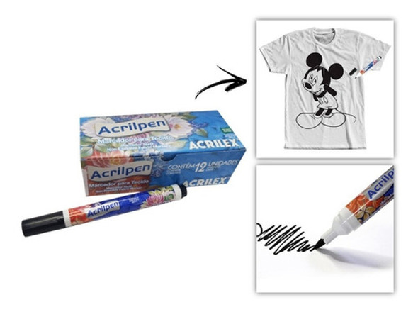 Caneta Para Tecido Super Fixação Acrilpen Acrilex 12 Un 1