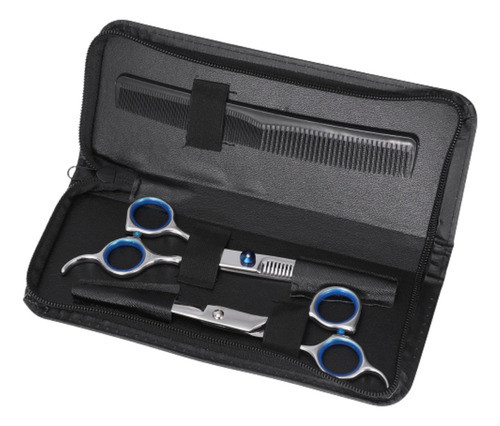 Kit 2 Tesouras Barbeiro Fio Navalha E Desfiadeira Com Estojo 0
