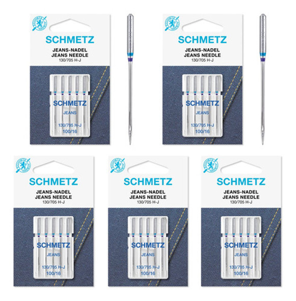 5 X 5 Agujas Schmetz Jean Size 100/16 0