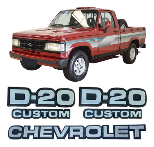 Kit Emblemas D20 + Custom + Chevrolet Paralamas E Tampa Tra 0