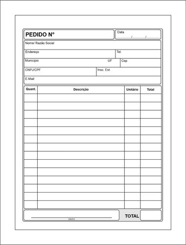 50 Blocos Pedido Multivias Pequeno 1 Via 100folhas 10x14,3cm 0