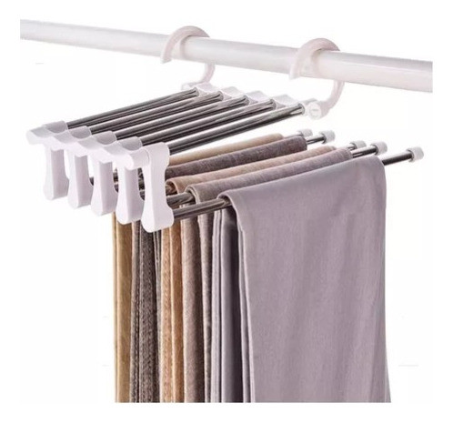 Kit 2 Cabides Calças Retrátil Multifuncional Aço Dobrável 1