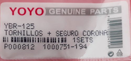 Kit Tornillo + Seguro Corona Yamaha Ybr 125 Yoyo - Um 1