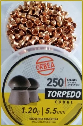 Balines Orbea 5.5mm Torpedo X 250 Unidades Cobre 1