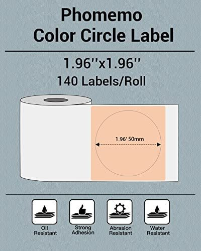 Etiquetas De Papel Termico P/ Phomeno M110 Redonda 5cm Kaki 1