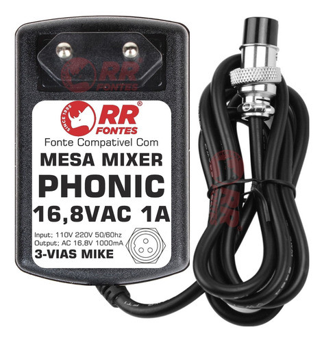 Fonte Carregador Phonic Mu1705 Mm1805 16,8v 1000ma 1a 0