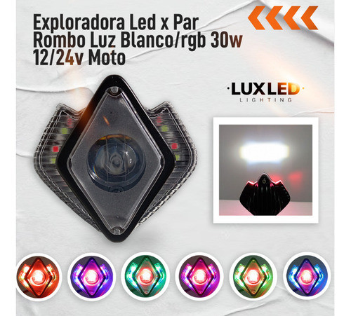 Faro Led Lupa Blanca+ Multicolor Rgb Al Costado Moto 4x4 1