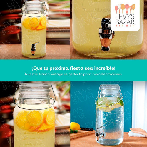 2 Frascos Dispenser Grifo Con Canilla 3,6l Cierre Hermetico 1