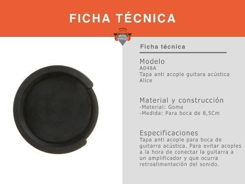 Tapa Boca Anti Acople Alice Guitarra Acustica 8,5cm 1