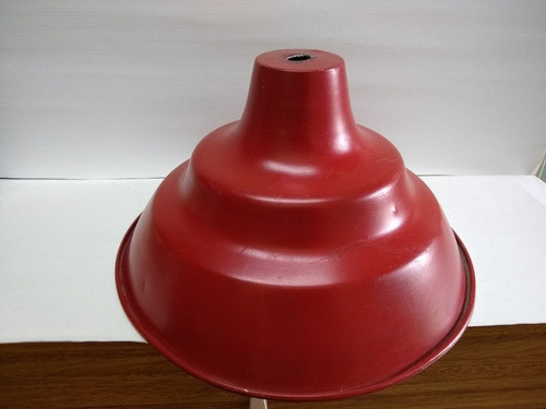 Pantalla Para Lámpara Galpónera De Aluminio Antigua Roja 0