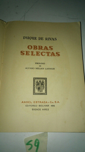 Duque De Rivas Obras Selectas 1