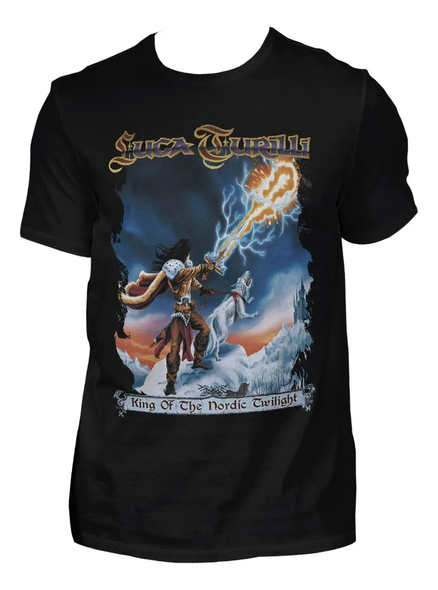 Luca Turilli "King of the Nordic Twilight" Unisex T-Shirt by Tee Trends – 100% Cotton with DTF Print
