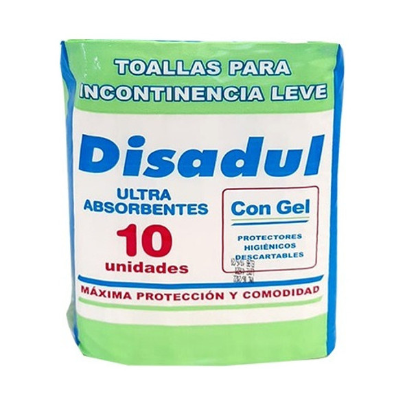 Toallas Para Incontinencia Leve Disadul 10 Unidades Con Gel 0