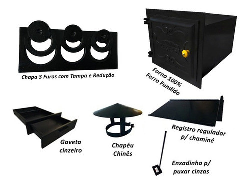 Kit Completo Forno Em Ferro Fundido Grande Frente Ferro 1