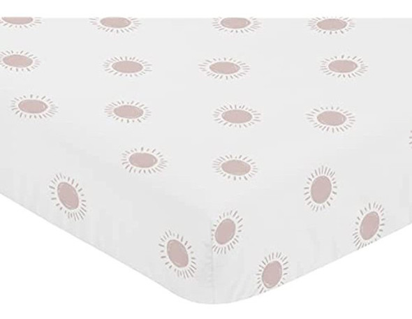 Sweet Jojo Designs Blanco Y Rosa Boho Sun Girl Sábana Bajera 1