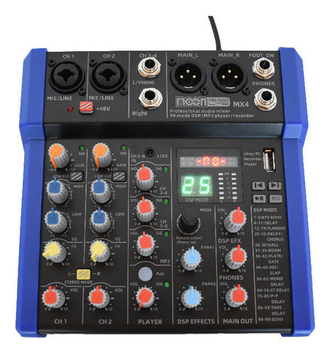Consola Mixer Mx4 De Cuatro Canales Con 99 Efectos 0