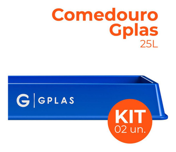 Kit 2 Comedouros Para  Animais 25l Azul Gplas 1