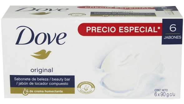 4un Dove Jabón Pack Cream Bar Original 6 X 90 Grs 0