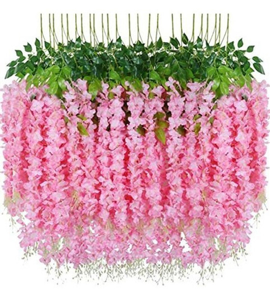 Glicinas Artificiales De Seda X 24u Rosa 0