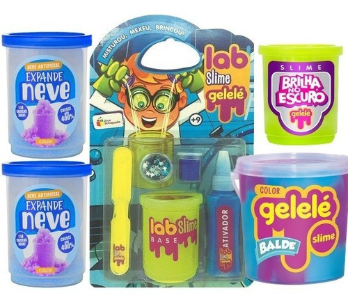 Kit 2 Slimes + 2 Expande Neve + Laboratório - Doce Brinquedo 0