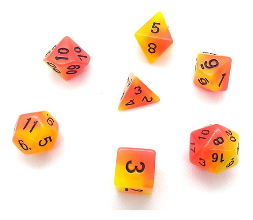 Set 7 Dados Rol - Carrot Naranja Y Amarillo Muy Lejano 0