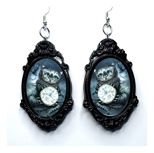 Par De Brincos Alto Padrão De Arte Resinada Alice Cheshire 0