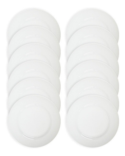 X12 Platos Postre Tsuji 1150 Ala Ancha 20cm Porcelana Blanco 0