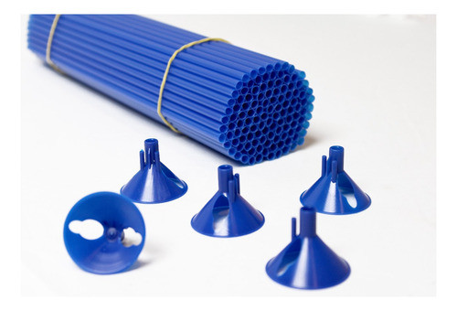 Kit 100 Varetas 30cm Com Suporte Pega Balão Azul Escuro 0