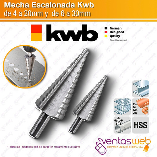 Mecha Escalonada X 2 Unid 4-20mm/ 6-30mm Para Acero 1