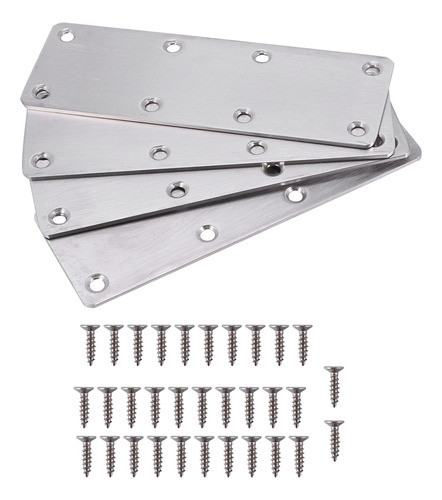 Placa De Emenda Plana De Suporte Reto De 4 Peças De Aço Inox 0